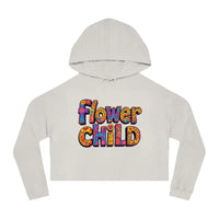 Light gray cropped hoodie with Flower Child graphic from Flower Child Cropped Hoodie in Pastel Floral Print