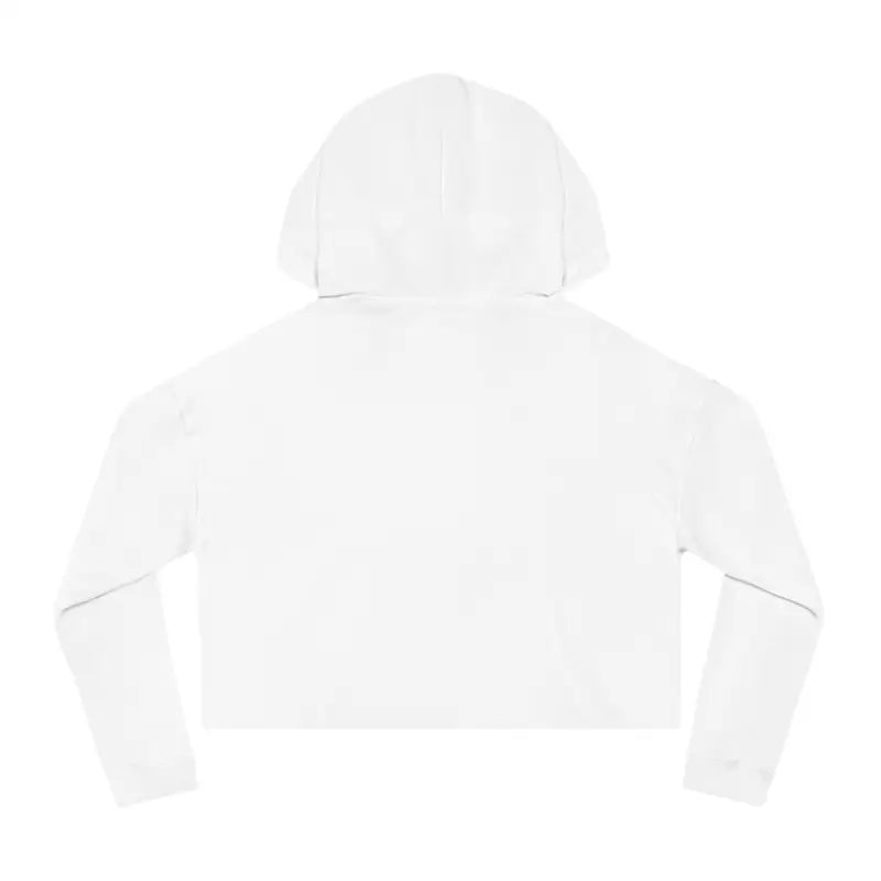 White cropped hoodie with long sleeves featuring pastel floral print design
