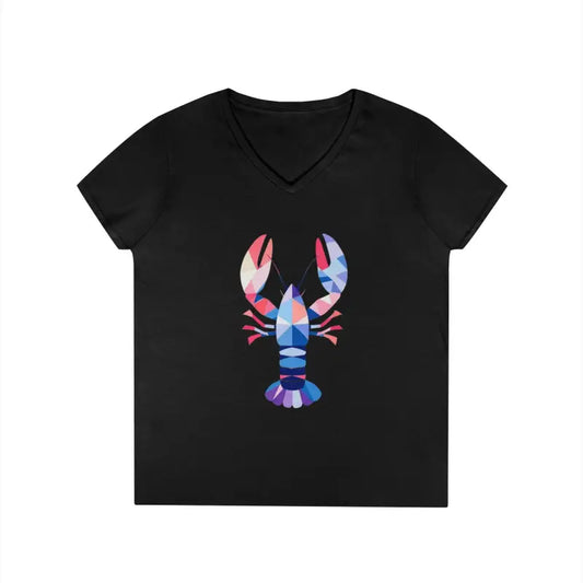 Geometric Lobster V Neck T Shirt for Summer Fun - Ocean State Styles
