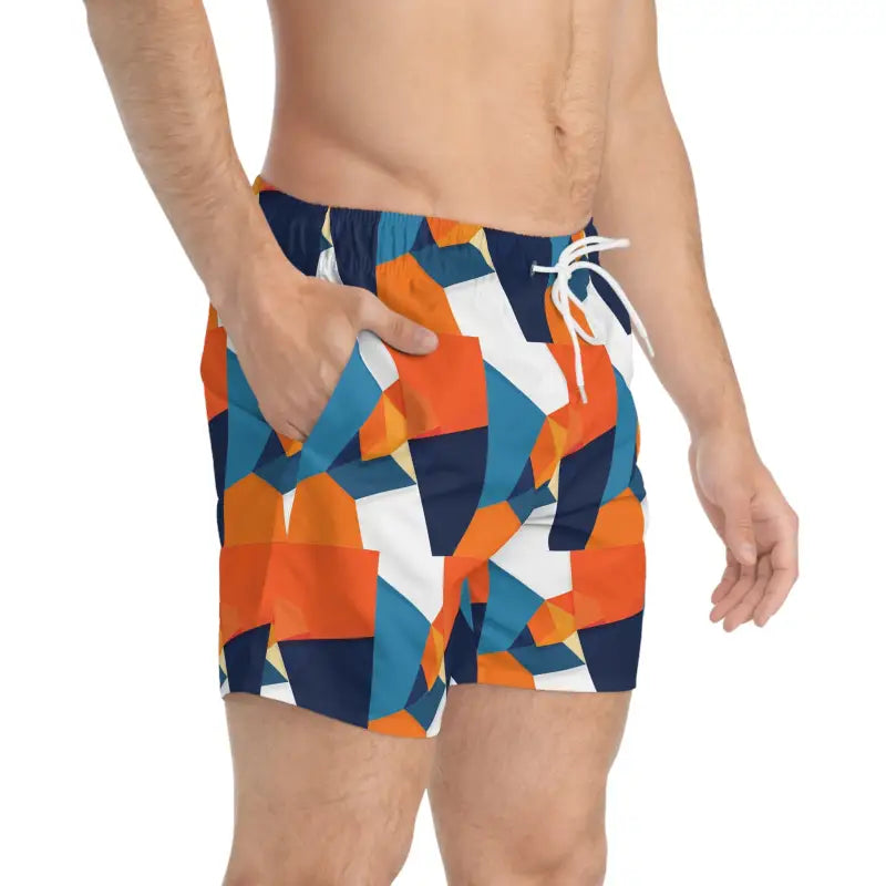 Geometric Patterned Swim Trunks for Men Stylish Summer Swimwear - Ocean State Styles