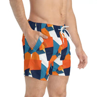 Geometric Patterned Swim Trunks for Men Stylish Summer Swimwear - Ocean State Styles
