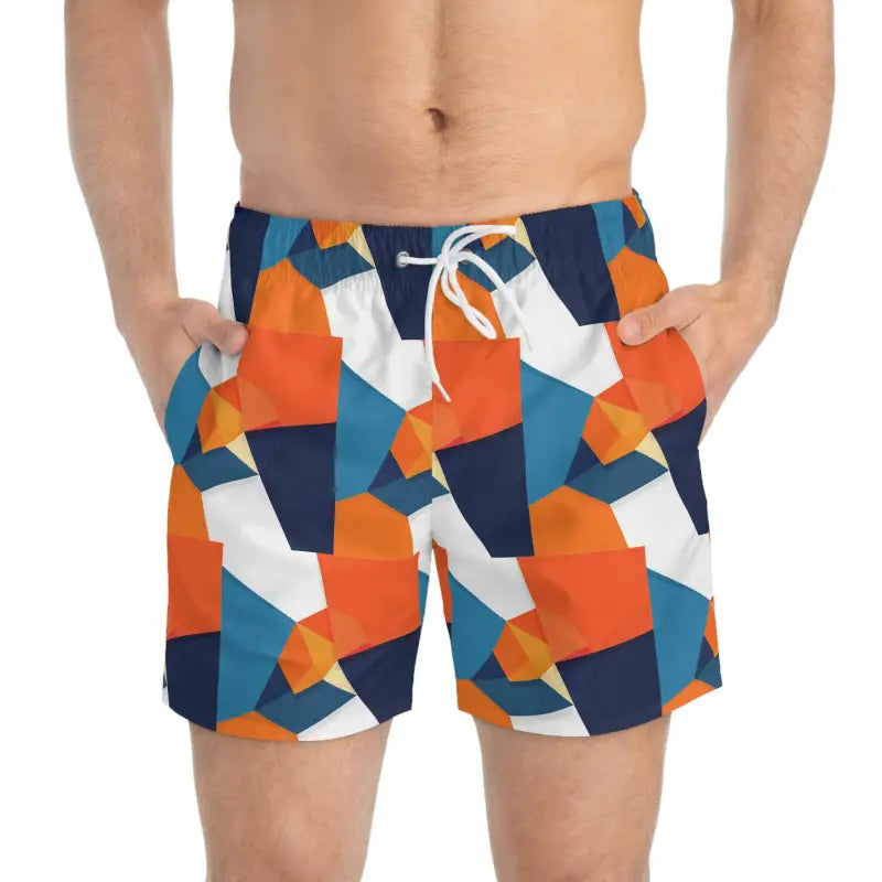 Geometric Patterned Swim Trunks for Men Stylish Summer Swimwear - Ocean State Styles