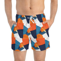 Geometric Patterned Swim Trunks for Men Stylish Summer Swimwear - Ocean State Styles