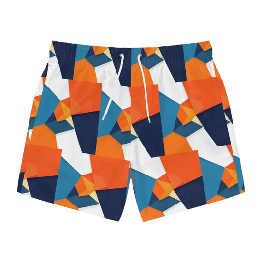 Geometric Patterned Swim Trunks for Men Stylish Summer Swimwear - Ocean State Styles
