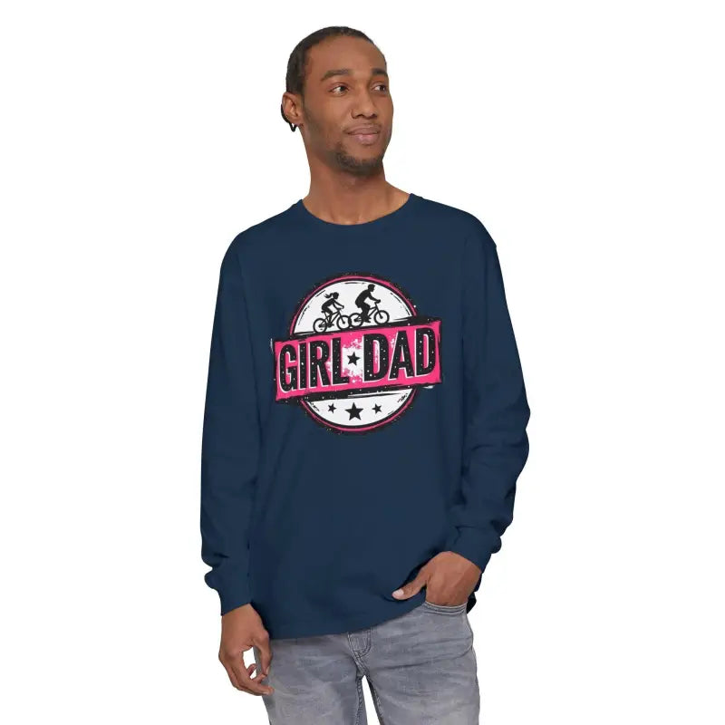 Man’s long-sleeved shirt for proud fathers of daughters, featuring Girl Dad design