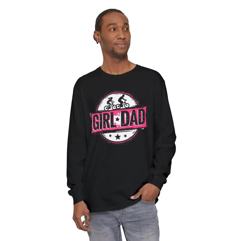 Black long-sleeved shirt for Girl Dad, ideal for proud fathers of daughters