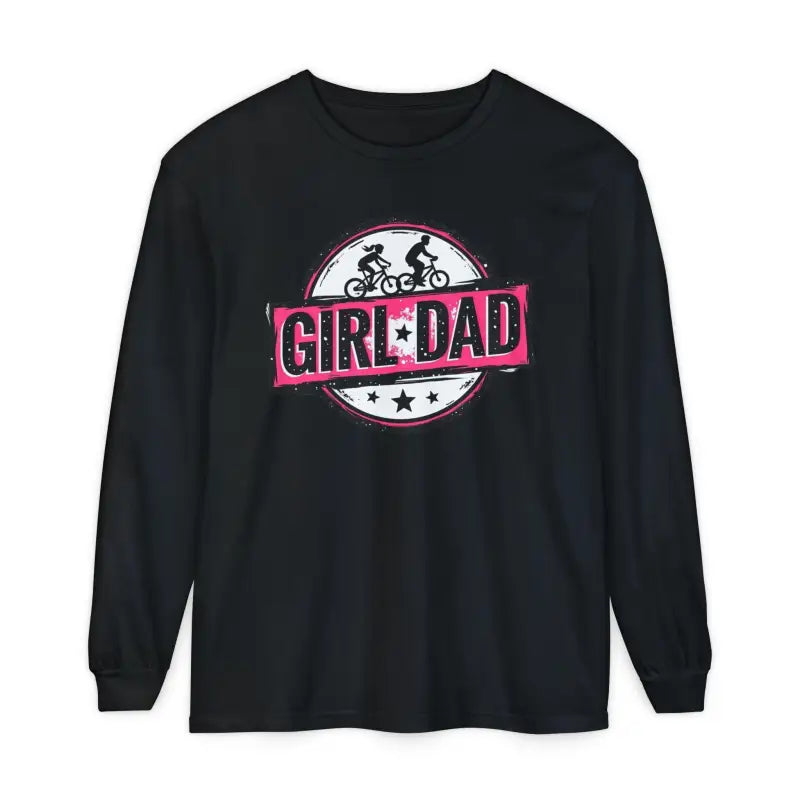 Black long-sleeved Girl Dad T-shirt for proud fathers of daughters