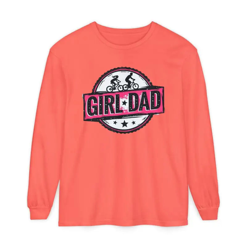 Coral long-sleeved shirt for proud fathers of daughters, stylish and comfortable