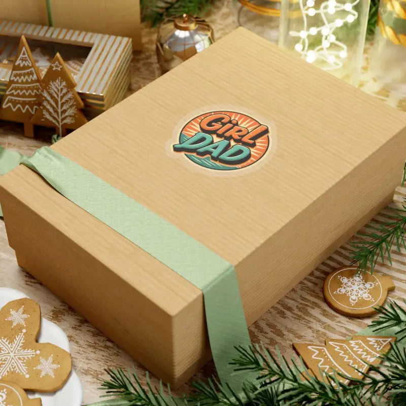 Gift box featuring Girl Dad sticker, perfect for home decor and special gifts