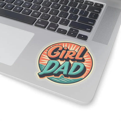 Round Girl Dad sticker for home decor and gifts with a retro style design