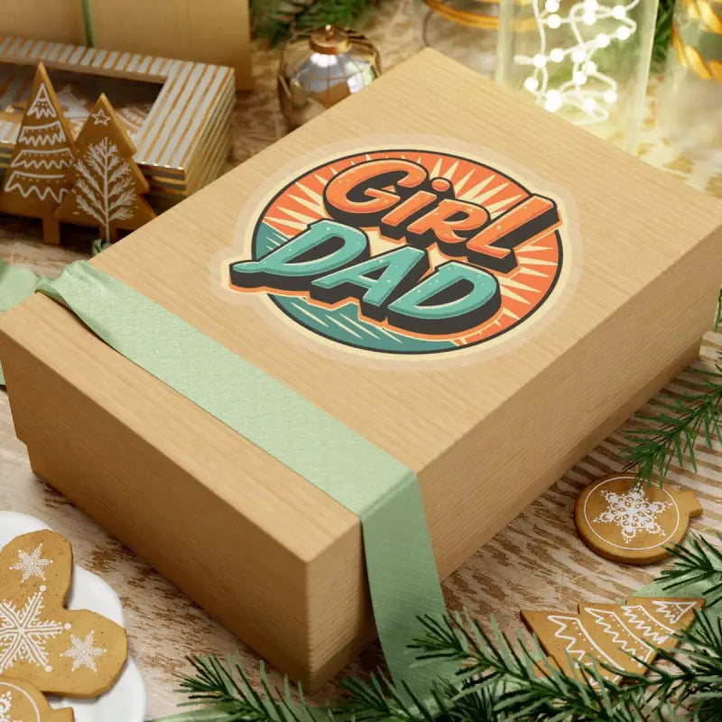 Gift box featuring Girl Dad sticker, ideal for home decor and thoughtful gifts