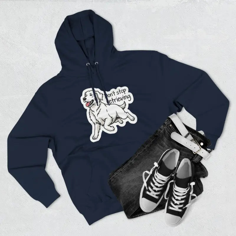 Navy hoodie featuring a Golden Retriever dog graphic for stylish pet lovers