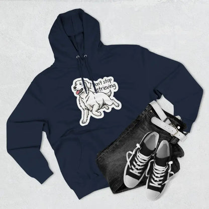Navy hoodie featuring a Golden Retriever dog graphic for stylish pet lovers