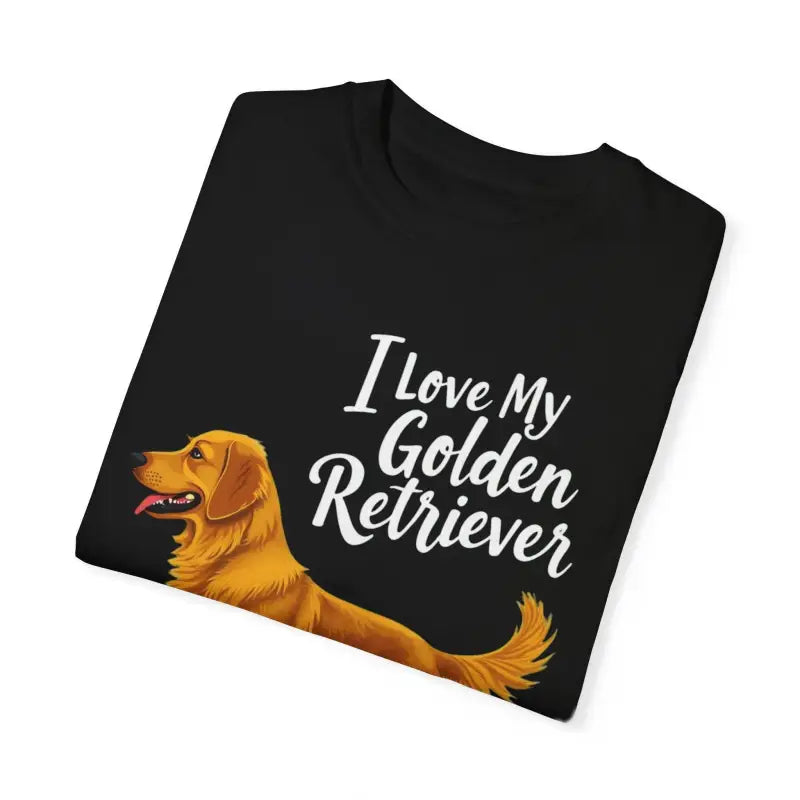Black t-shirt featuring a Golden Retriever graphic for dog lovers