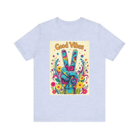 Good Vibes Unisex Jersey Tee Colorful Peace Flower Design - Ocean State Styles