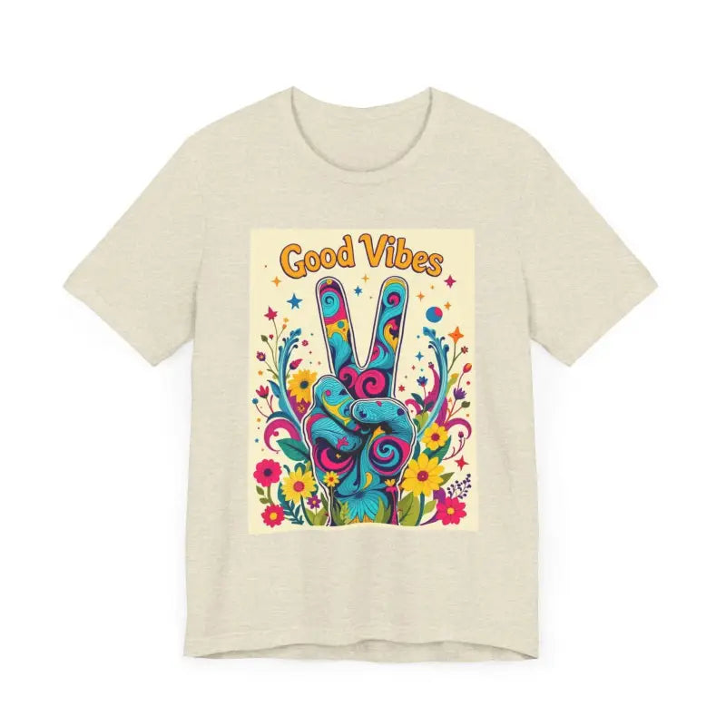 Good Vibes Unisex Jersey Tee Colorful Peace Flower Design - Ocean State Styles