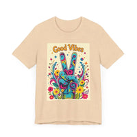 Good Vibes Unisex Jersey Tee Colorful Peace Flower Design - Ocean State Styles