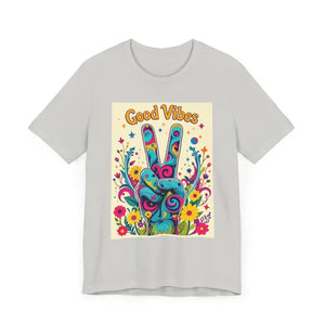 Good Vibes Unisex Jersey Tee Colorful Peace Flower Design - Ocean State Styles