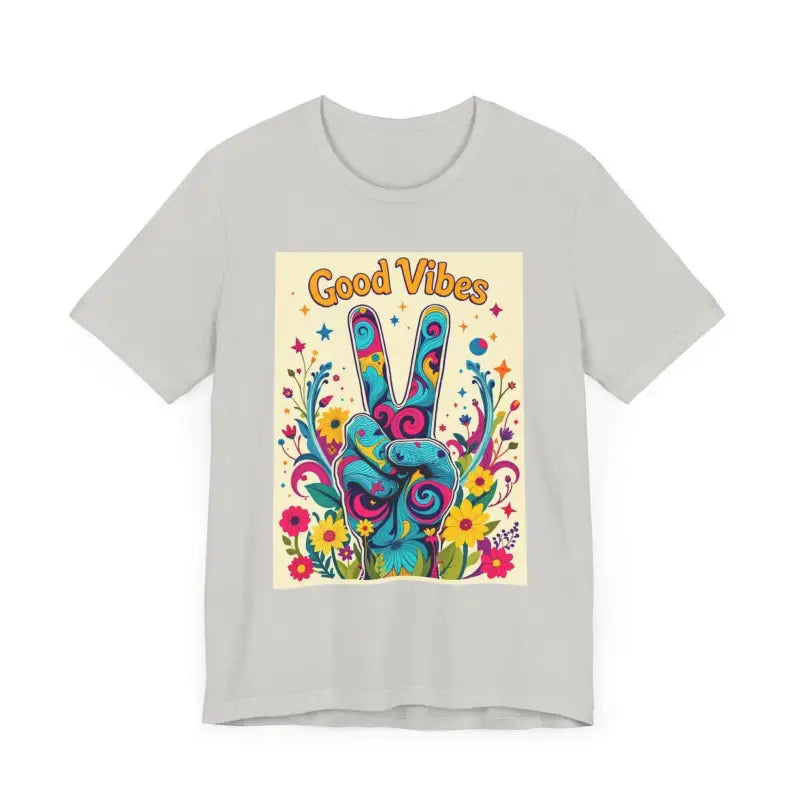 Good Vibes Unisex Jersey Tee Colorful Peace Flower Design - Ocean State Styles