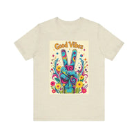 Good Vibes Unisex Jersey Tee Colorful Peace Flower Design - Ocean State Styles