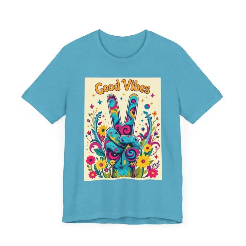 Good Vibes Unisex Jersey Tee Colorful Peace Flower Design - Ocean State Styles