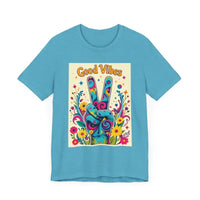 Good Vibes Unisex Jersey Tee Colorful Peace Flower Design - Ocean State Styles