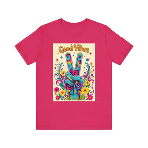 Good Vibes Unisex Jersey Tee Colorful Peace Flower Design - Ocean State Styles
