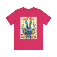 Good Vibes Unisex Jersey Tee Colorful Peace Flower Design - Ocean State Styles