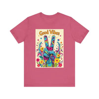 Good Vibes Unisex Jersey Tee Colorful Peace Flower Design - Ocean State Styles