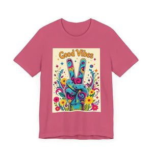 Good Vibes Unisex Jersey Tee Colorful Peace Flower Design - Ocean State Styles