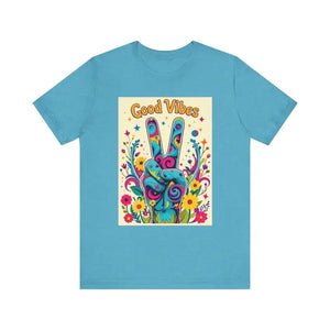 Good Vibes Unisex Jersey Tee Colorful Peace Flower Design - Ocean State Styles