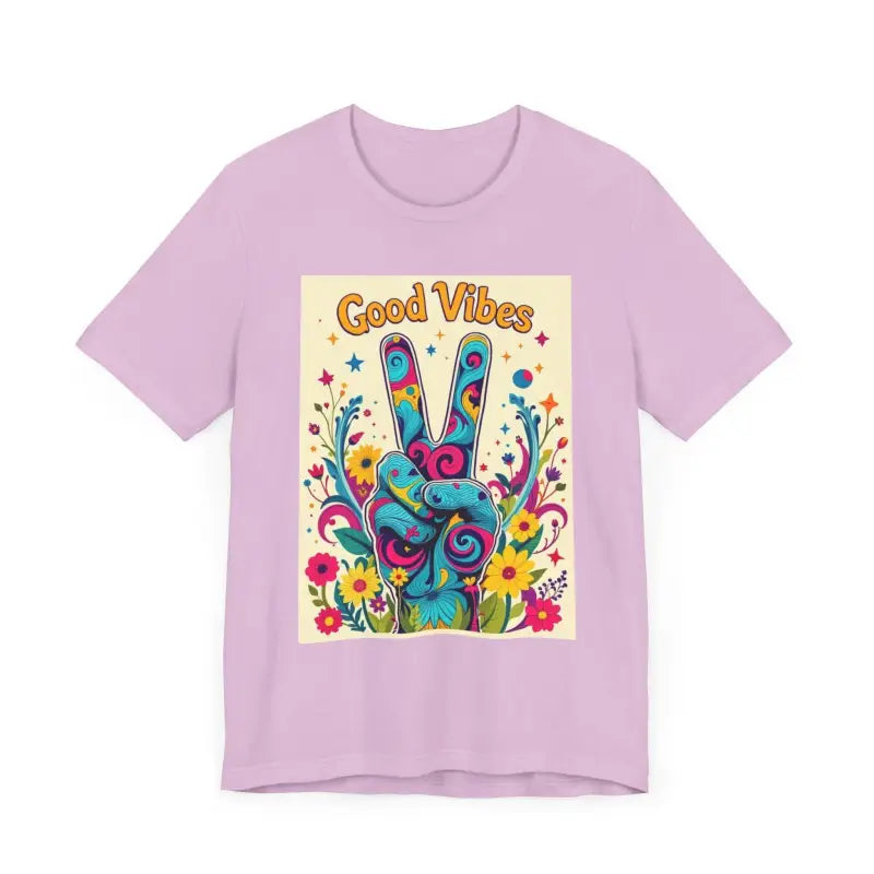 Good Vibes Unisex Jersey Tee Colorful Peace Flower Design - Ocean State Styles