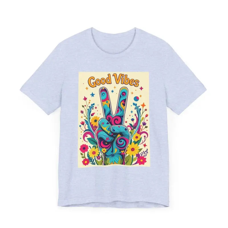 Good Vibes Unisex Jersey Tee Colorful Peace Flower Design - Ocean State Styles