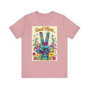 Good Vibes Unisex Jersey Tee Colorful Peace Flower Design - Ocean State Styles