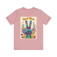 Good Vibes Unisex Jersey Tee Colorful Peace Flower Design - Ocean State Styles