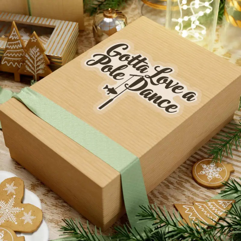Gift box with ribbon for Gotta Love a Pole Dance Fishing Sticker packaging