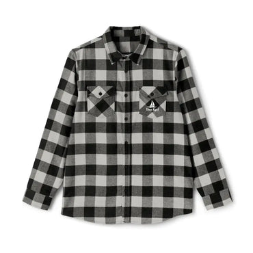 Black and gray plaid flannel shirt featured in Gray and Black Plaid Flannel Shirt product