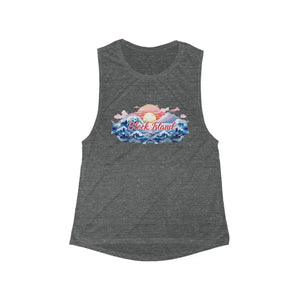 Gray Beach Vibes Tank Top with Block Island Design - Ocean State Styles