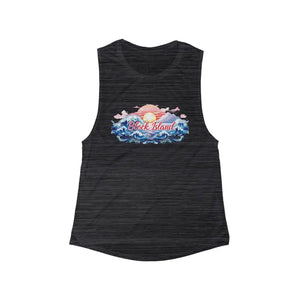 Gray Beach Vibes Tank Top with Block Island Design - Ocean State Styles