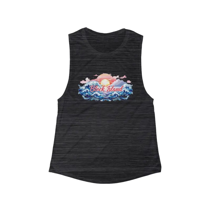 Gray Beach Vibes Tank Top with Block Island Design - Ocean State Styles