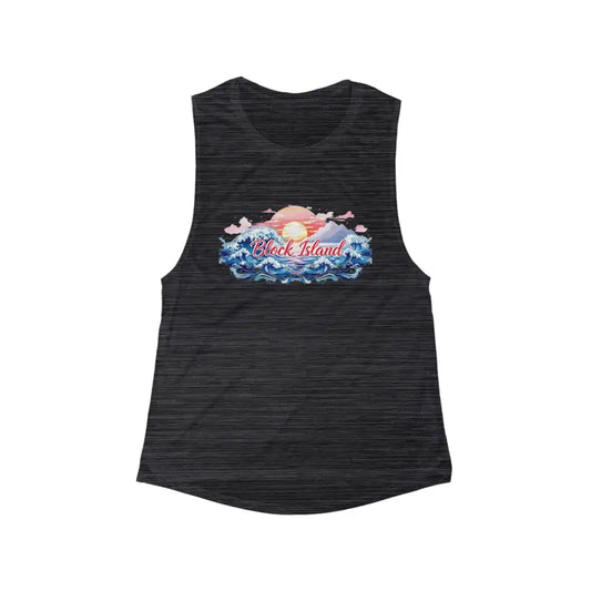 Gray Beach Vibes Tank Top with Block Island Design - Ocean State Styles