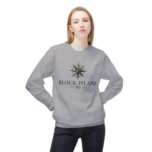 Gray Block Island Nautical Sweatshirt with Compass Design - Ocean State Styles