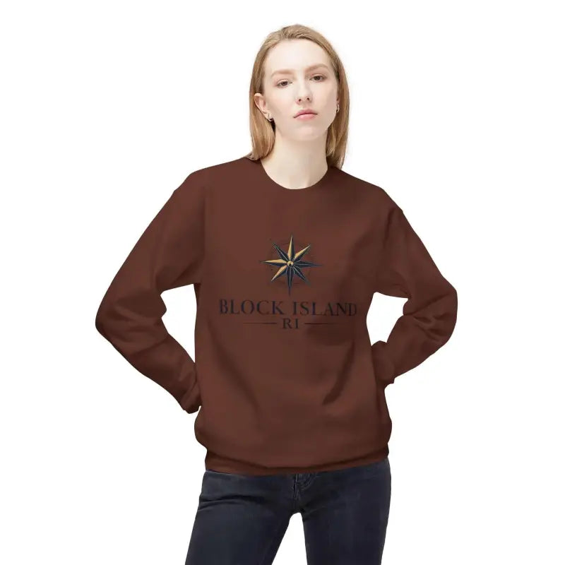 Gray Block Island Nautical Sweatshirt with Compass Design - Ocean State Styles