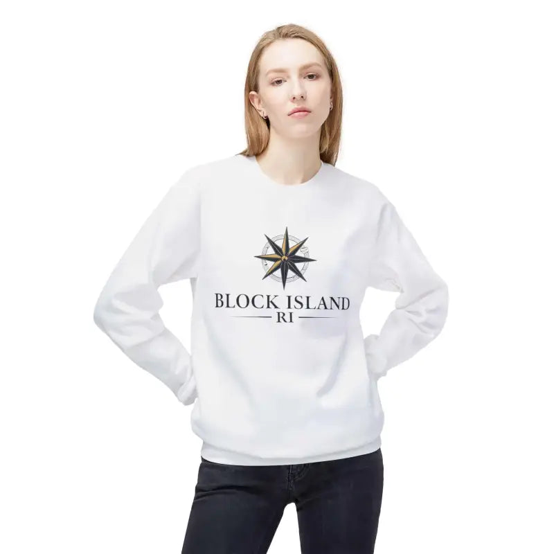 Gray Block Island Nautical Sweatshirt with Compass Design - Ocean State Styles