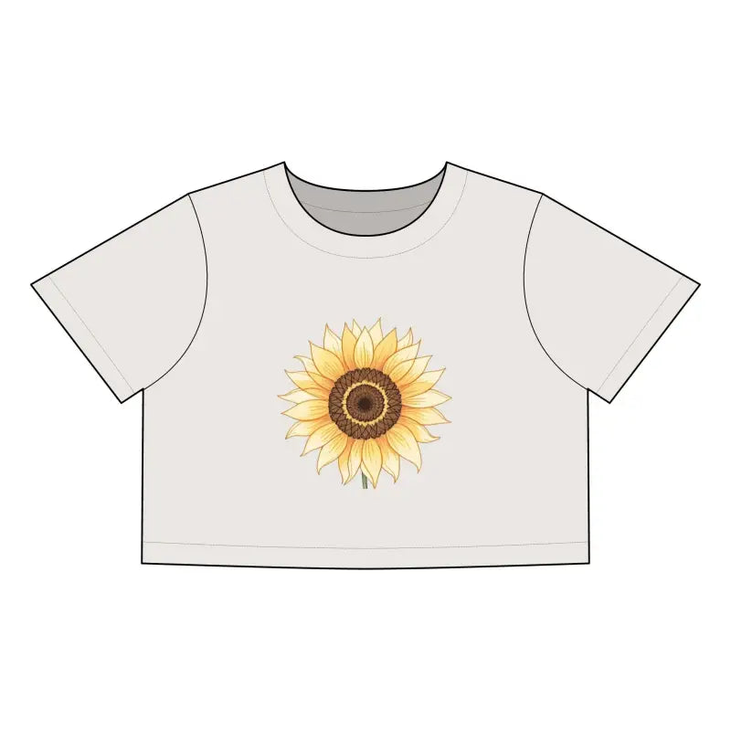Gray Crop Top With Sunflower Graphic for Casual Chic Style - Ocean State Styles
