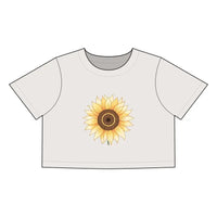 Gray Crop Top With Sunflower Graphic for Casual Chic Style - Ocean State Styles