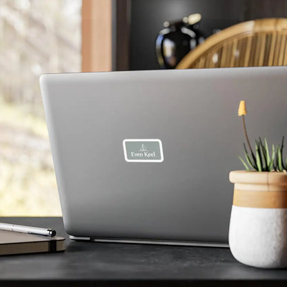 Laptop sticker of Gray Even Keel Sailboat Sign for nautical-themed decor