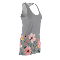 Gray Floral Racerback Dress For Women Summer Style Must Have - Ocean State Styles