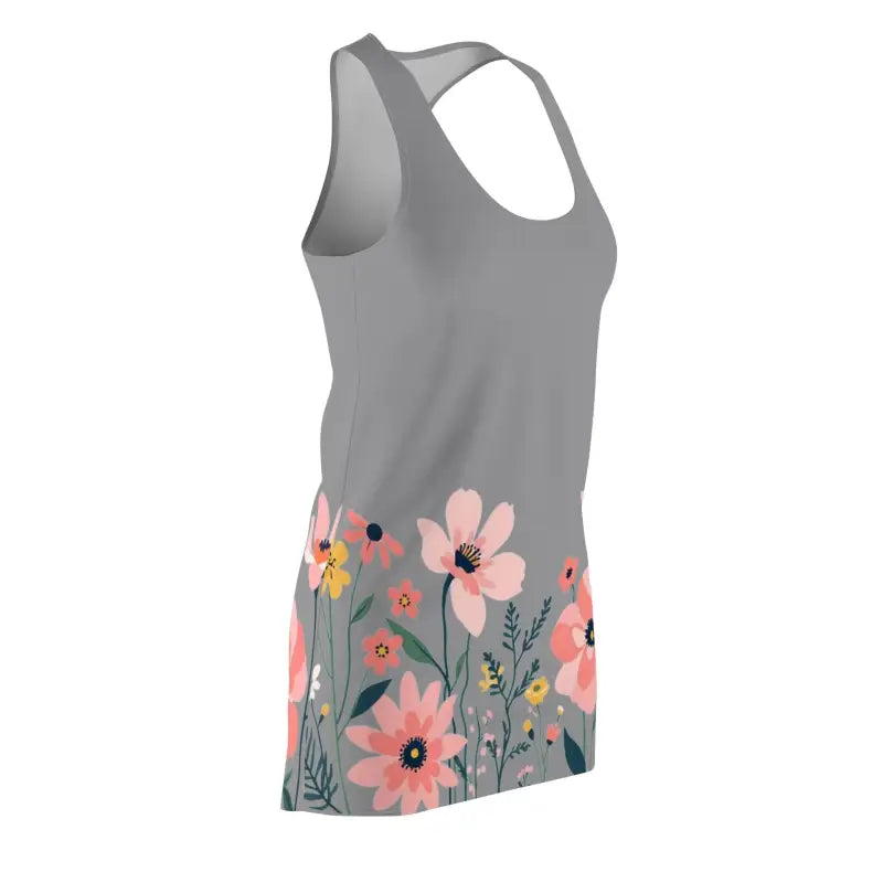 Gray Floral Racerback Dress For Women Summer Style Must Have - Ocean State Styles