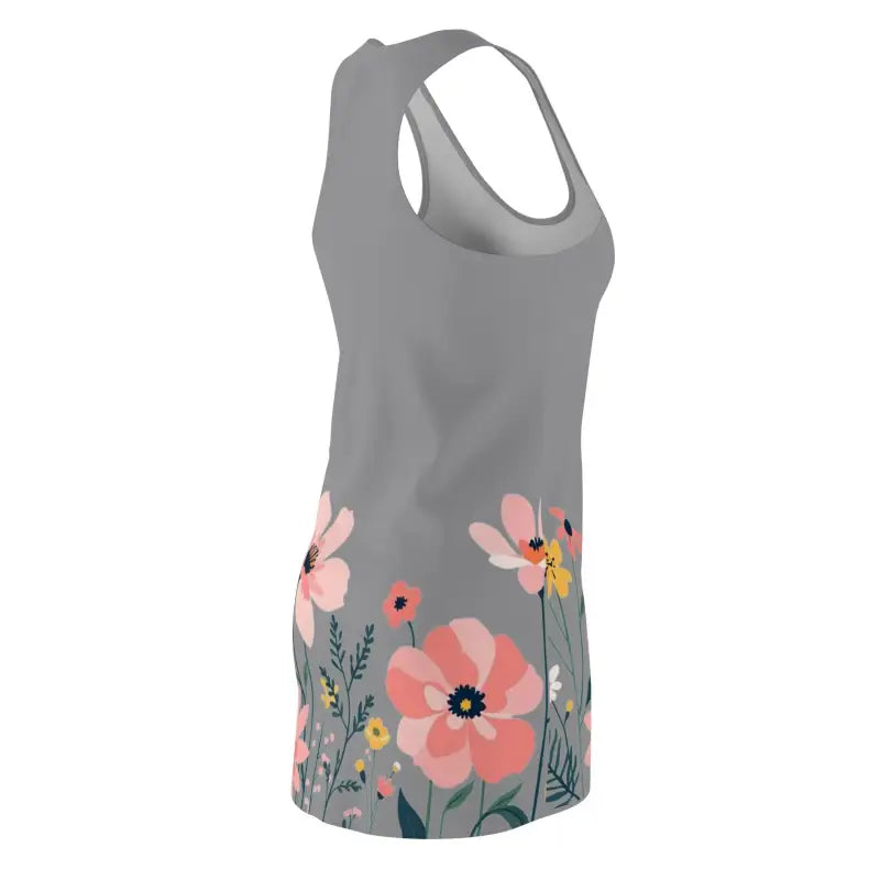 Gray Floral Racerback Dress For Women Summer Style Must Have - Ocean State Styles